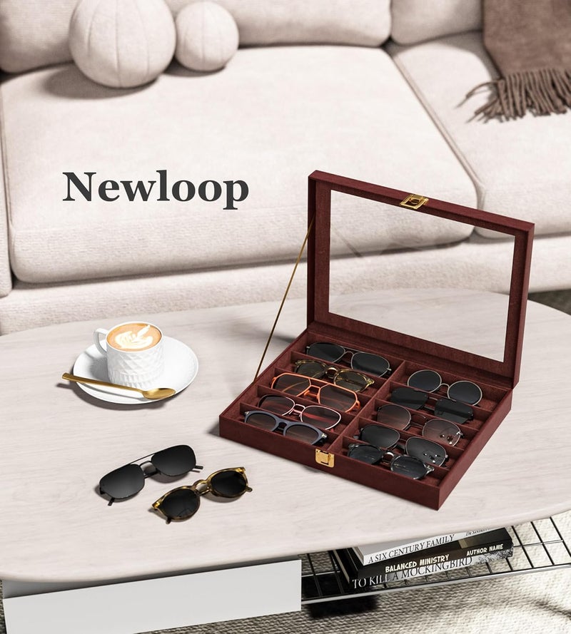 NEWLOOP Store 10/30 Slots Sunglass Organizer for Multiple Pairs of Eyeglass See-through Display Case Storage Box for Women Men - Image 2